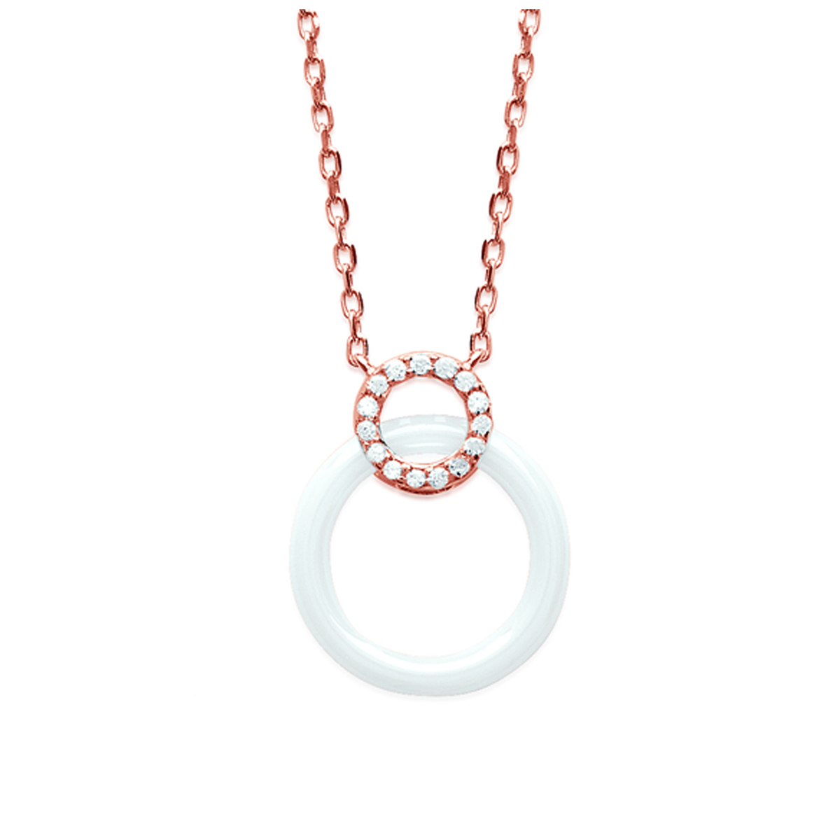 Collier Plaqué Or \'Sissi\' blanc (céramique) gold pink - 20x15 mm - [L4616]