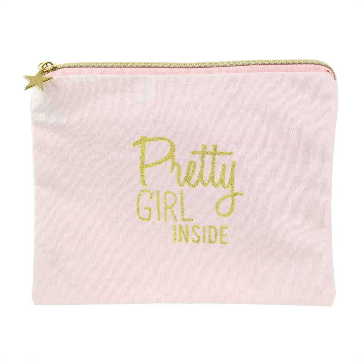 Pochette plate coton \'Messages\' rose (Pretty girl inside) - 22x165 cm - [Q3920]