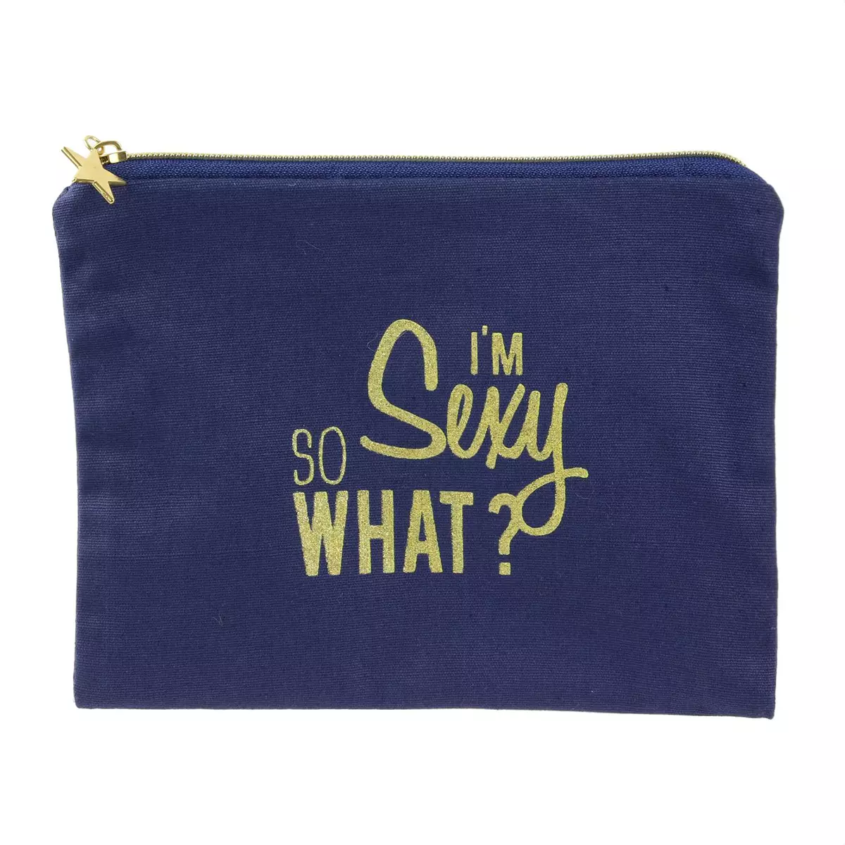 les trésors de lily Pochette plate coton 'Messages' bleu (I'm sexy so what ?) 22x165 cm [Q3921]
