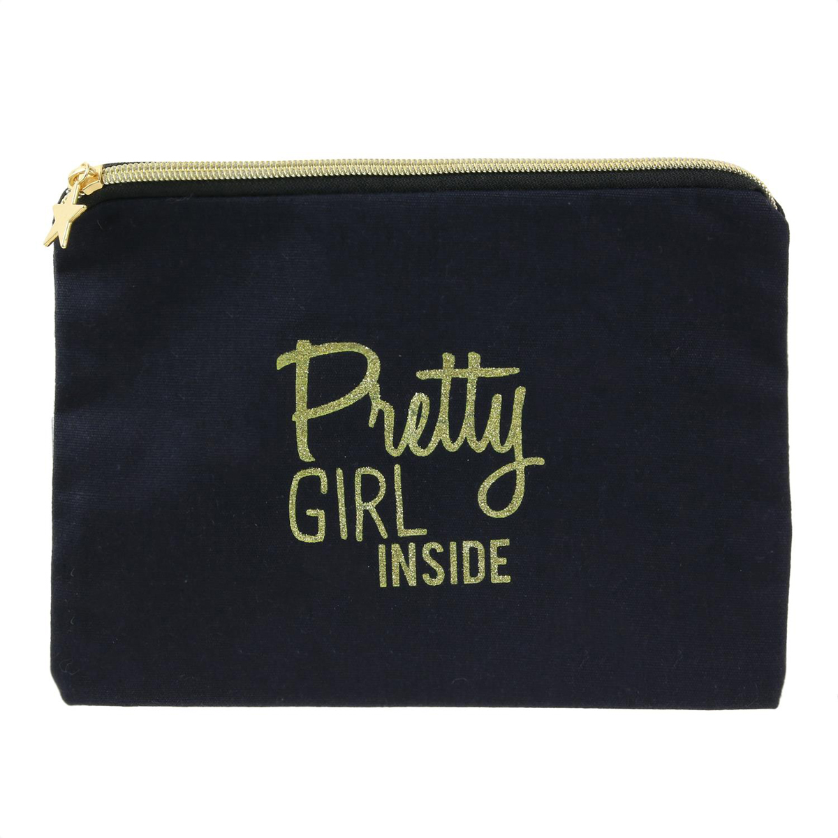 Pochette plate coton \'Messages\' noir (Pretty girl inside) - 22x165 cm - [Q3922]