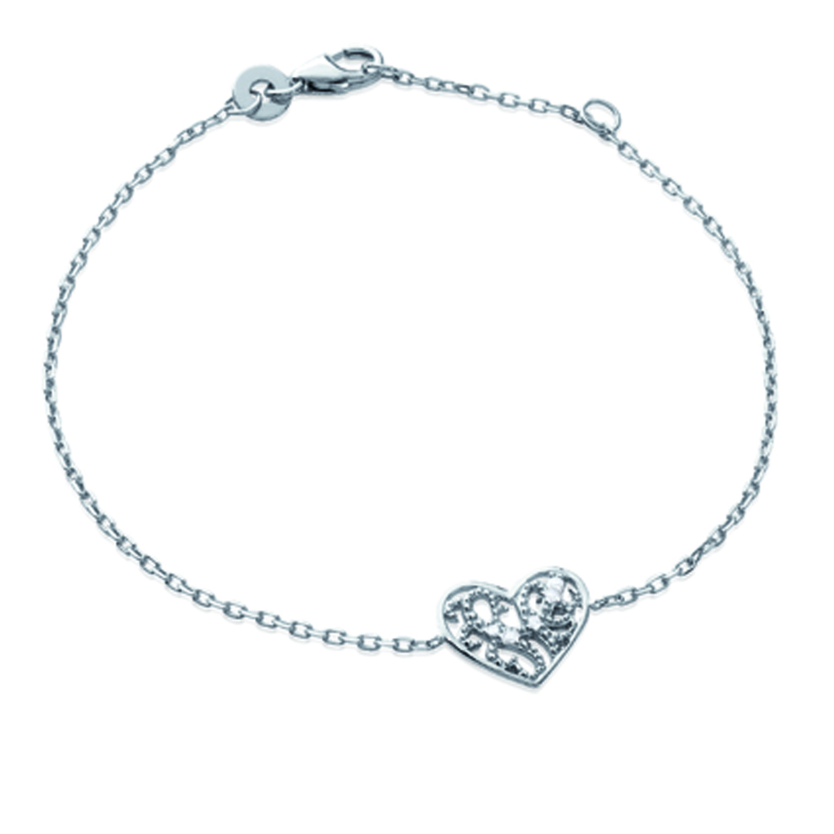 Bracelet Argent \'Love\' blanc argenté (rhodié) - 12x12 mm - [L4627]