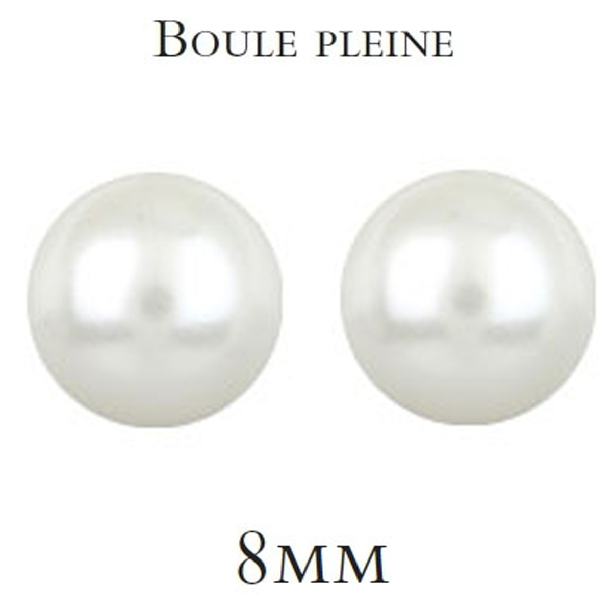 Boucles argent \'Perla\' blanc ivoire - 8 mm - [Q3968]