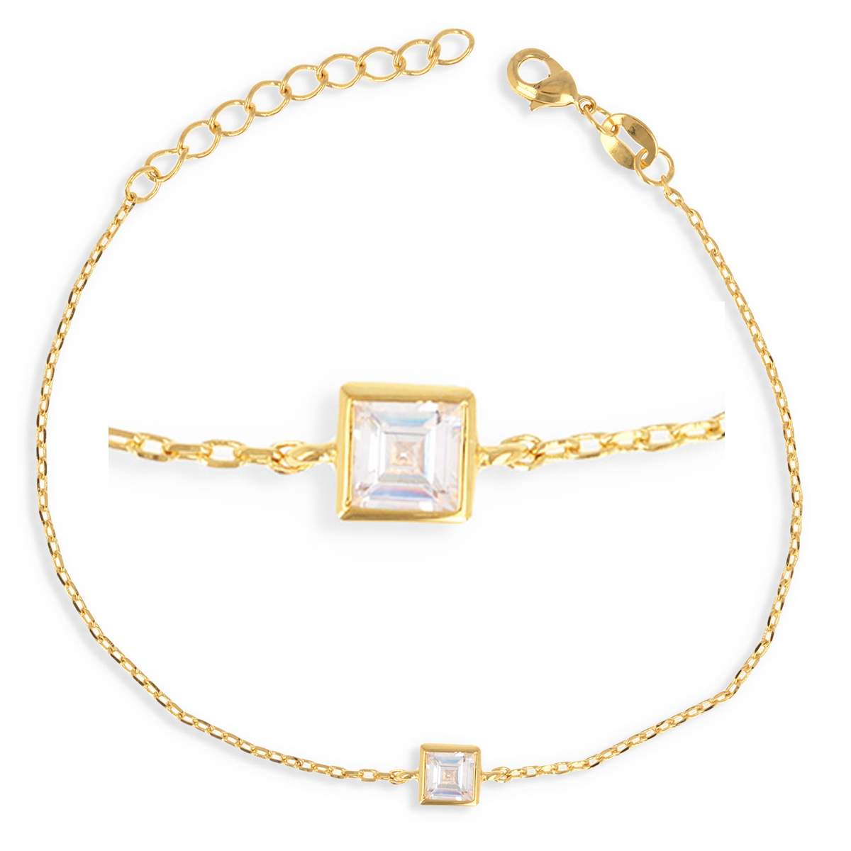 Bracelet Plaqué or \'Essentiel\' blanc doré - 4 mm - [Q3992]