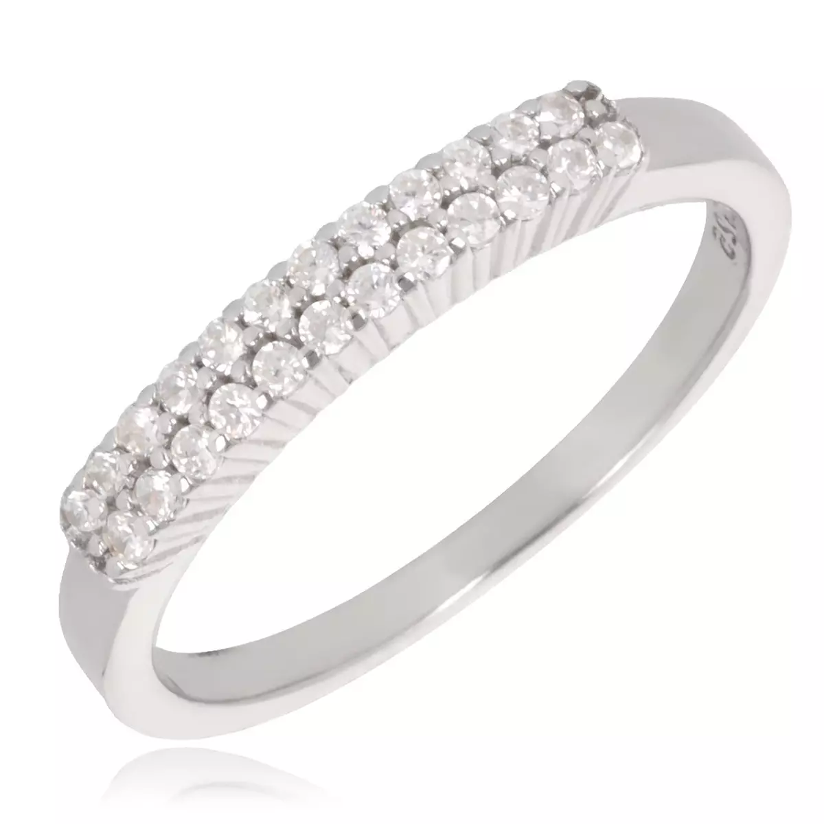 les trésors de lily Bague Argent 'Sissi' blanc argenté (rhodié) 3 mm [Q4006]