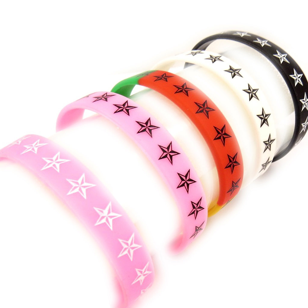 5 bracelets silicone \'Etoiles\' tutti frutti - [K9478]