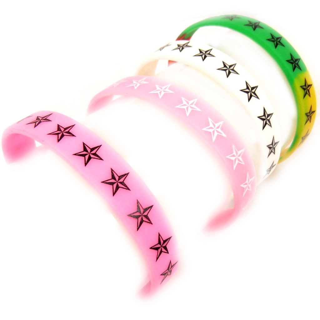 4 bracelets silicone \'Etoiles\' tutti frutti - [K9480]