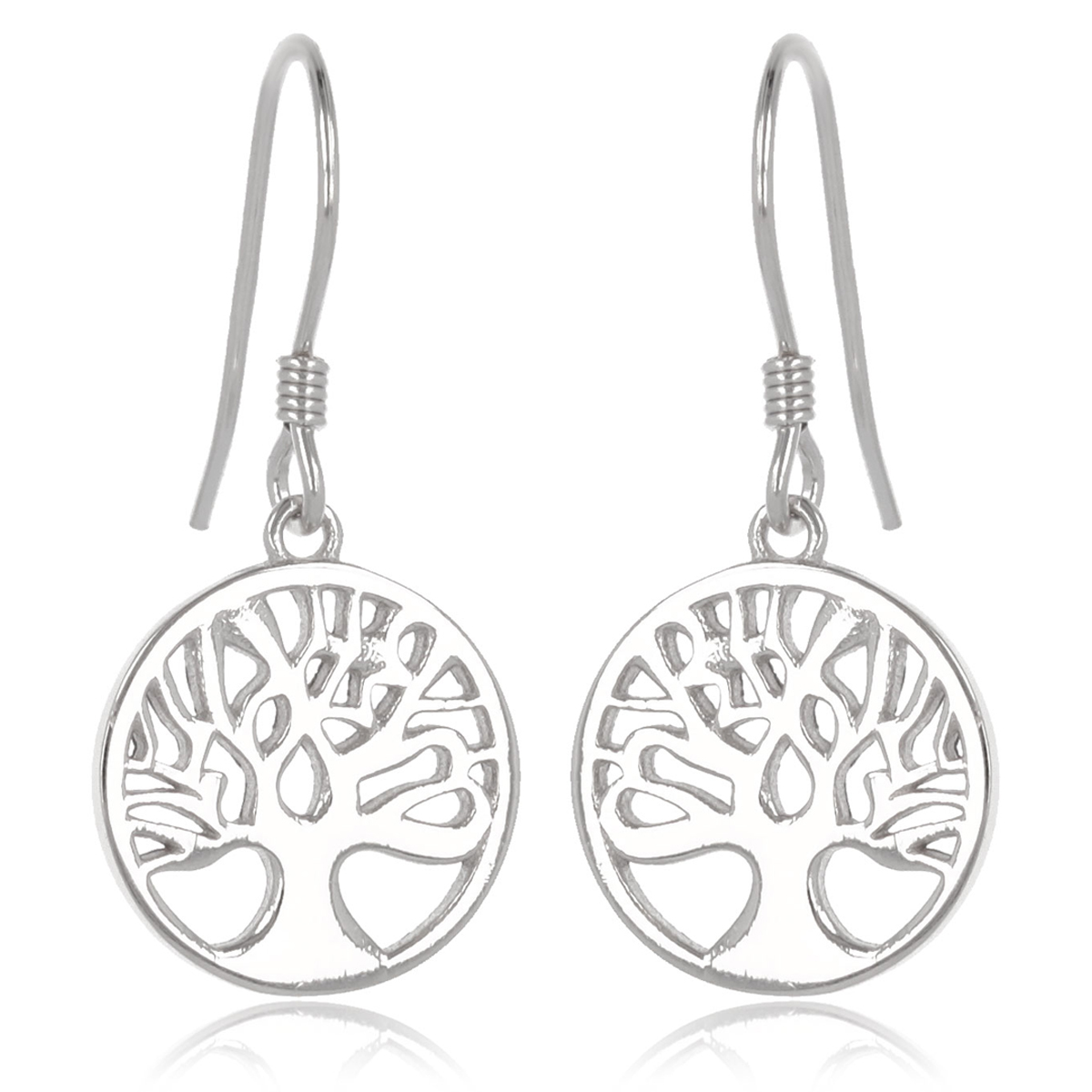 Boucles Argent \'Arbre de Vie\' argenté (rhodié) - 12 mm - [Q4011]