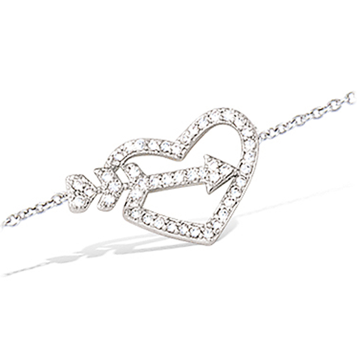 Bracelet argent \'Love\' blanc argenté (rhodié) - 11x7 mm - [M6193]