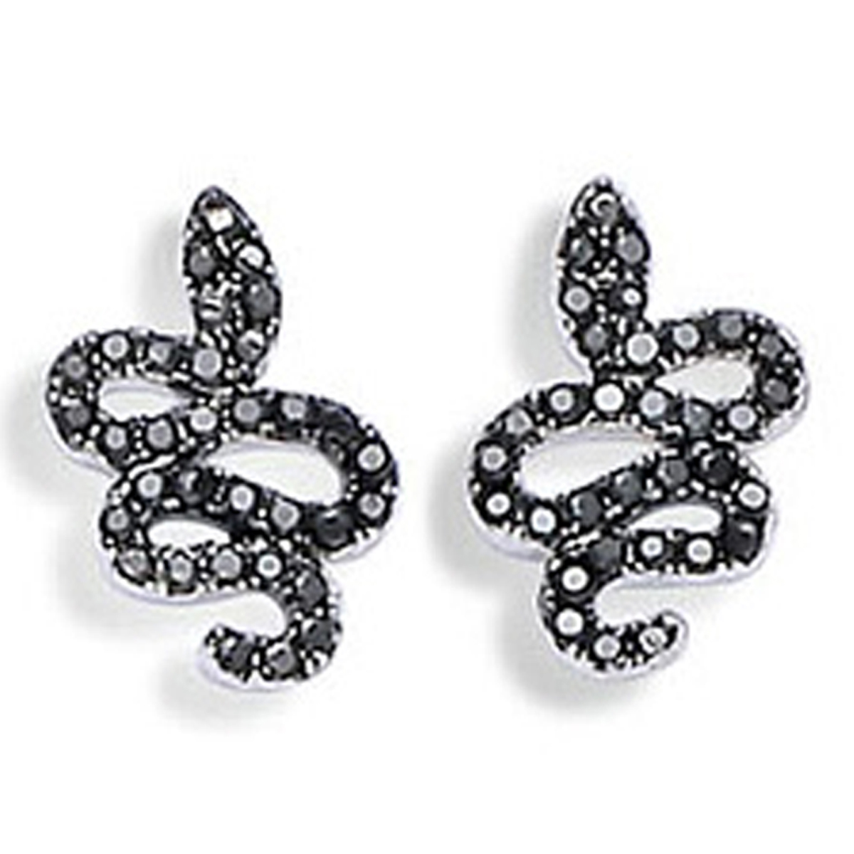 Boucles Argent \'Tentation\' noir (rhodié) - 8x12 mm - [K9533]