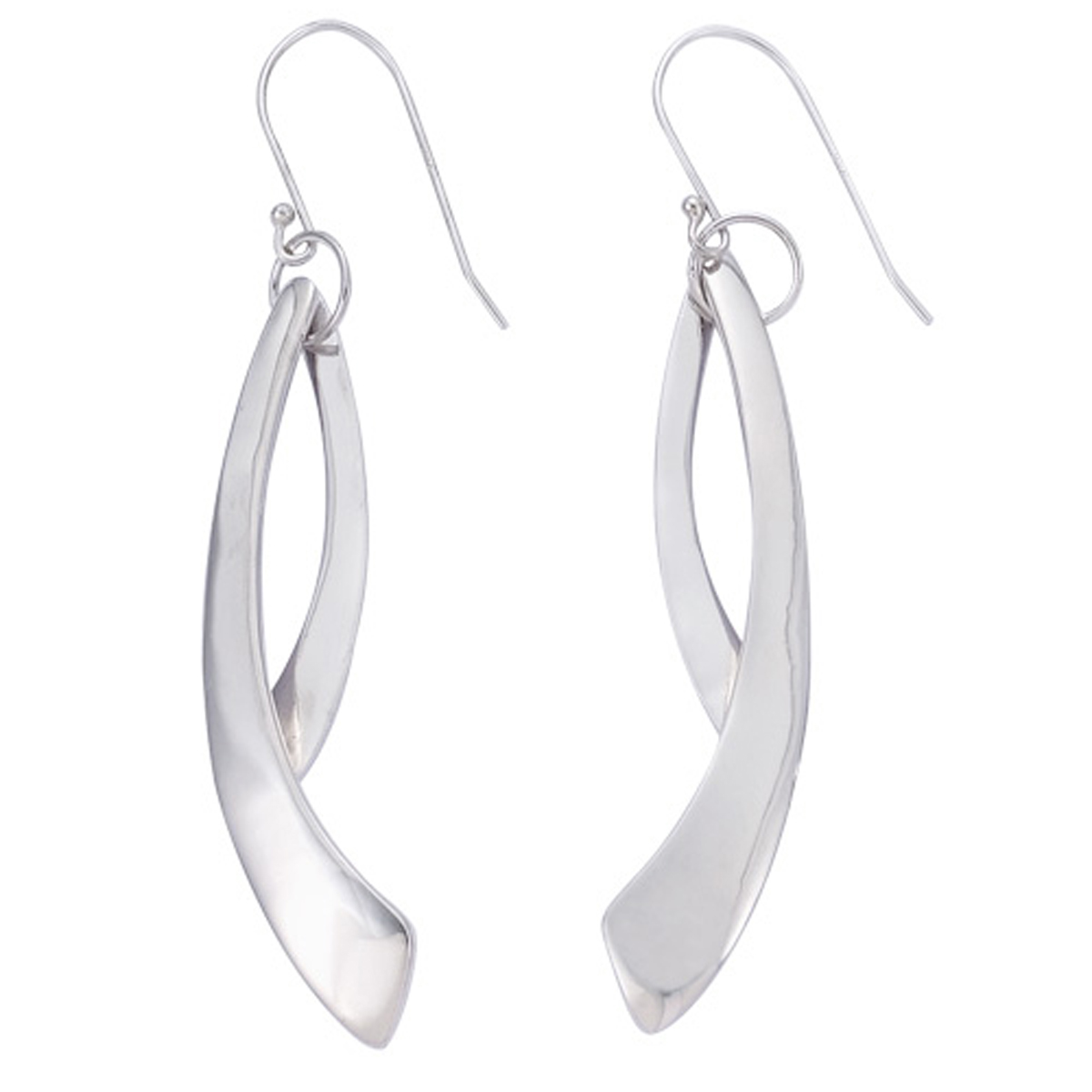 Boucles Argent \'Chorégraphie\' argenté (rhodié) - 47x12 mm - [K9536]