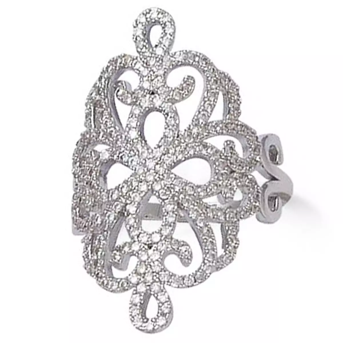les trésors de lily Bague Argent 'Sissi' blanc argenté (rhodié) 30 mm [K9550]