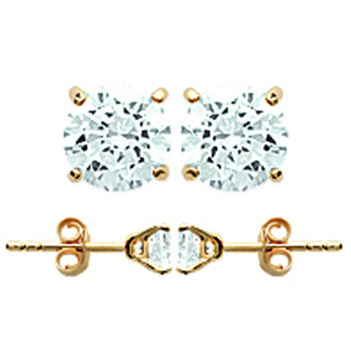 Boucles plaqué or \'Essentiel\' blanc doré - 5 mm - [L5005]