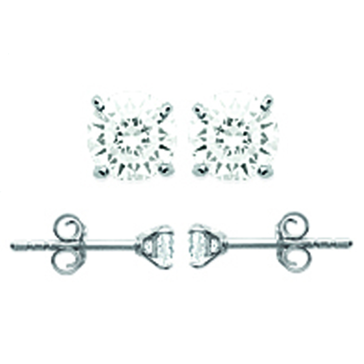 Boucles argent \'Essentiel\' blanc argenté (rhodié) -  4 mm - [L5021]