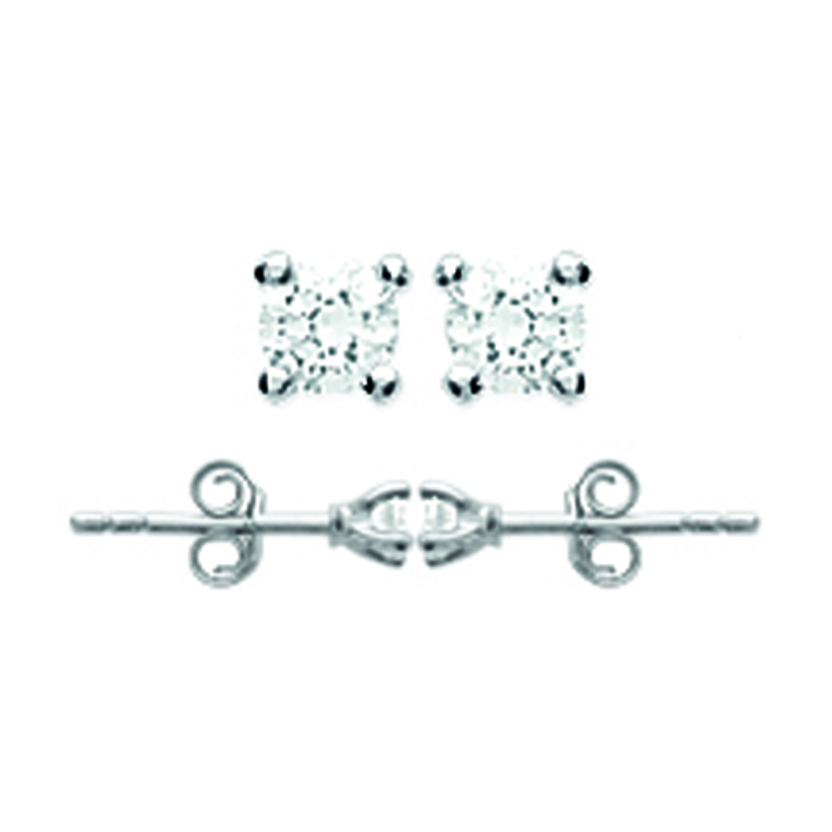 Boucles argent \'Essentiel\' blanc argenté (rhodié) - 3 mm - [L5023]
