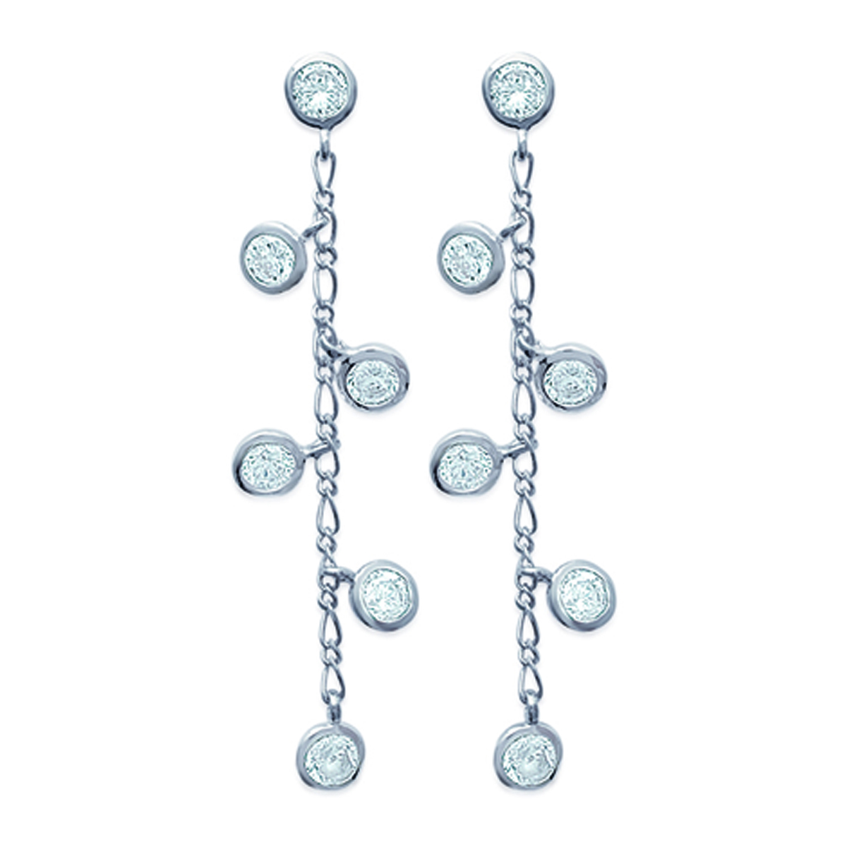 Boucles Argent \'Déesse\' blanc argenté (rhodié) - 50x8 mm - [L5027]