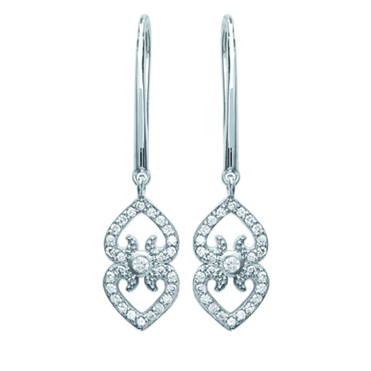 Boucles Argent \'Sissi\' blanc argenté (rhodié) - 35x8 mm - [L5029]