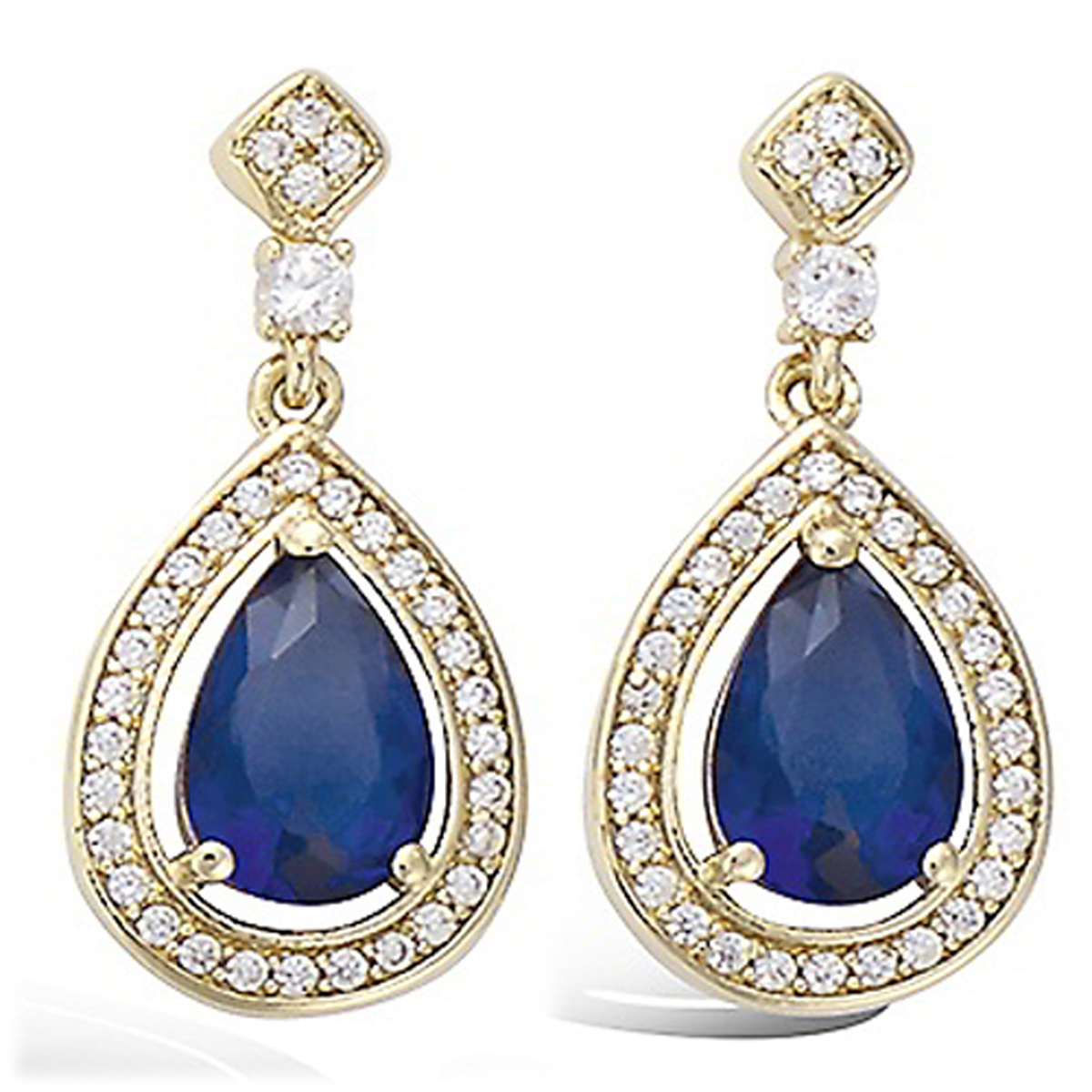 Boucles Plaqué Or \'Sissi\' saphir doré - 21x10 mm - [P1205]