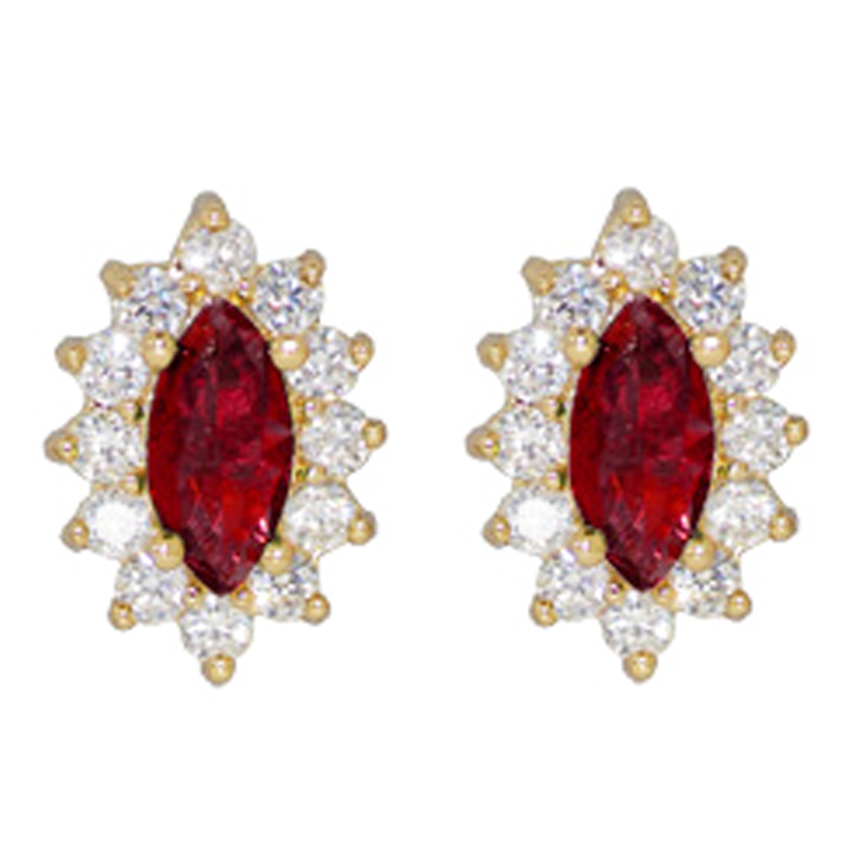 Boucles \'Victorina\' rouge blanc doré - 13x9 mm - [P1234]