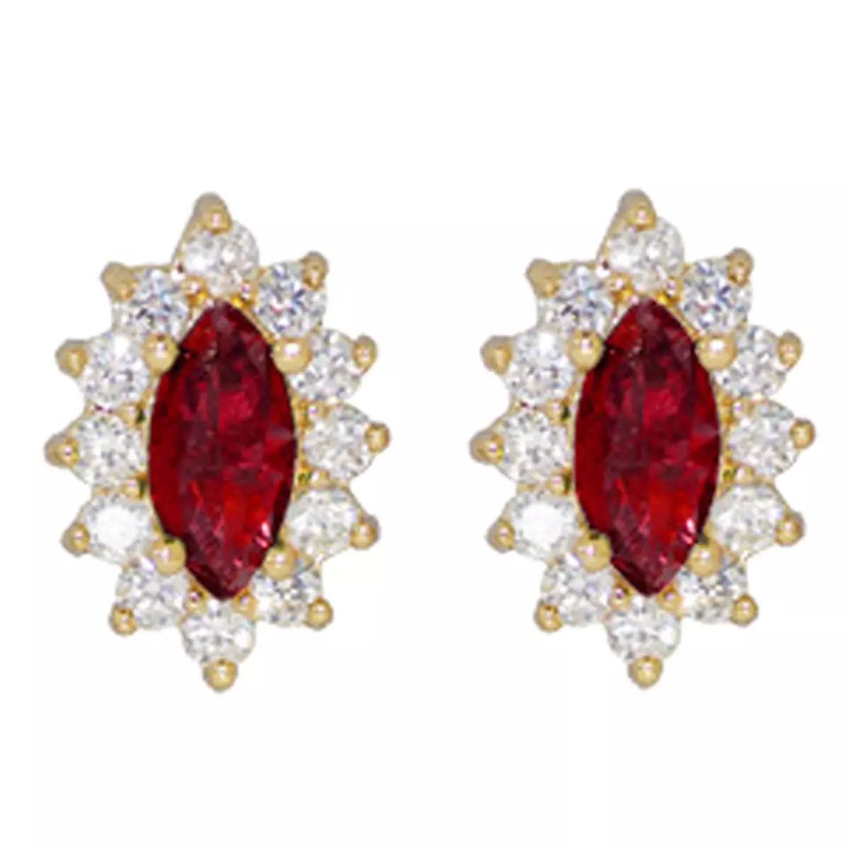 les trésors de lily Boucles 'Victorina' rouge blanc doré 13x9 mm [P1234]