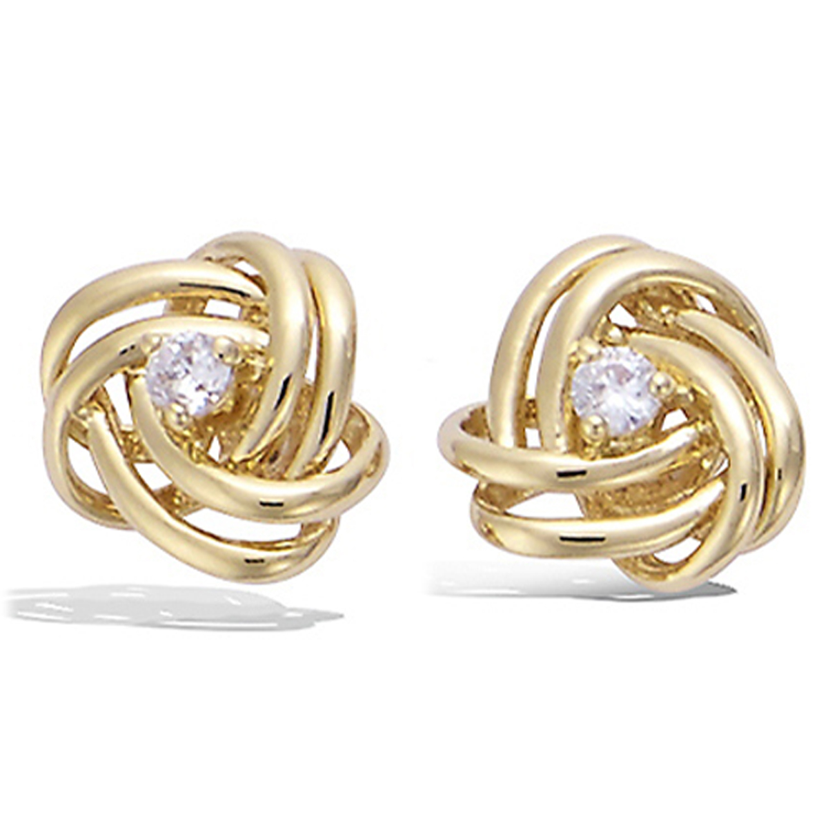 Boucles Plaqué Or \'Harmonie\' blanc doré - 10 mm - [P1235]