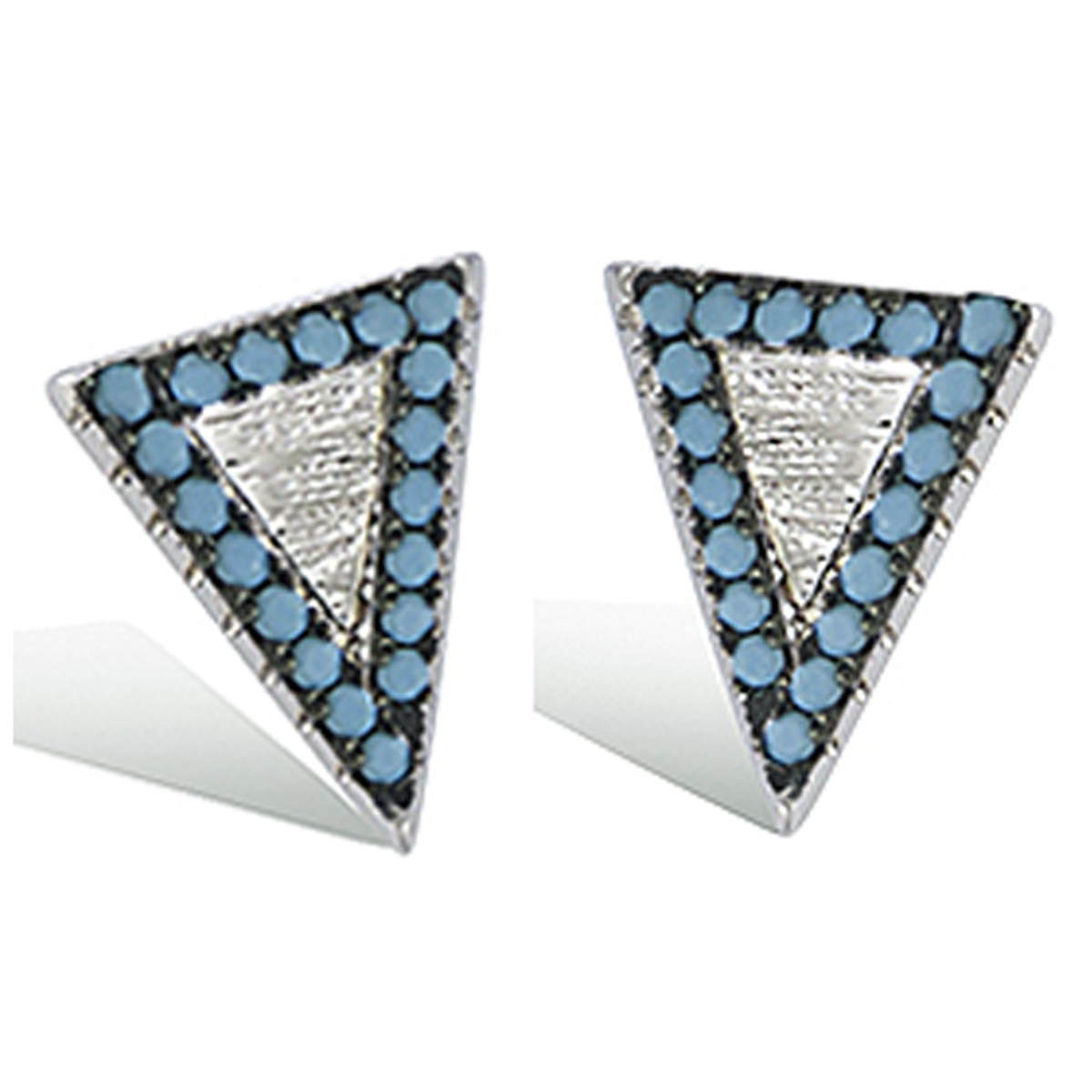 Boucles argent \'Navajos\' turquoise argenté (triangles) - 10x8 mm - [P1241]