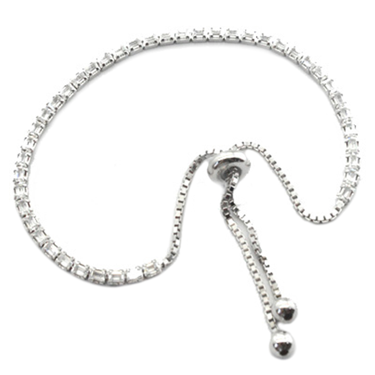 Bracelet Argent \'Rivière de Diamants\' blanc argenté (rhodié) - 2 mm - [P1252]
