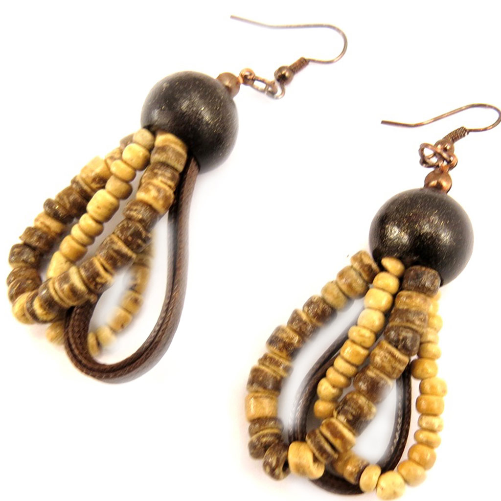 Boucles Créateur \'Kilimanjaro\' marron bois beige - [L5219]