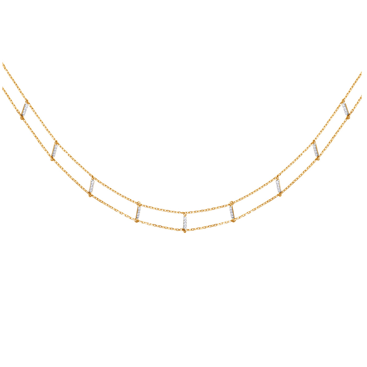 Collier ras de cou Plaqué Or \'Sissi\' blanc doré - [P4364]
