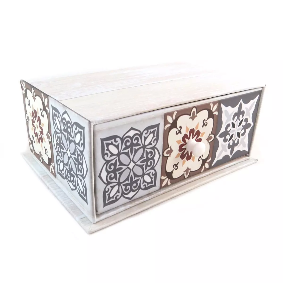 les trésors de lily Coffret à Bijoux 'Boho' beige marron 16x115x65 cm [P9414]