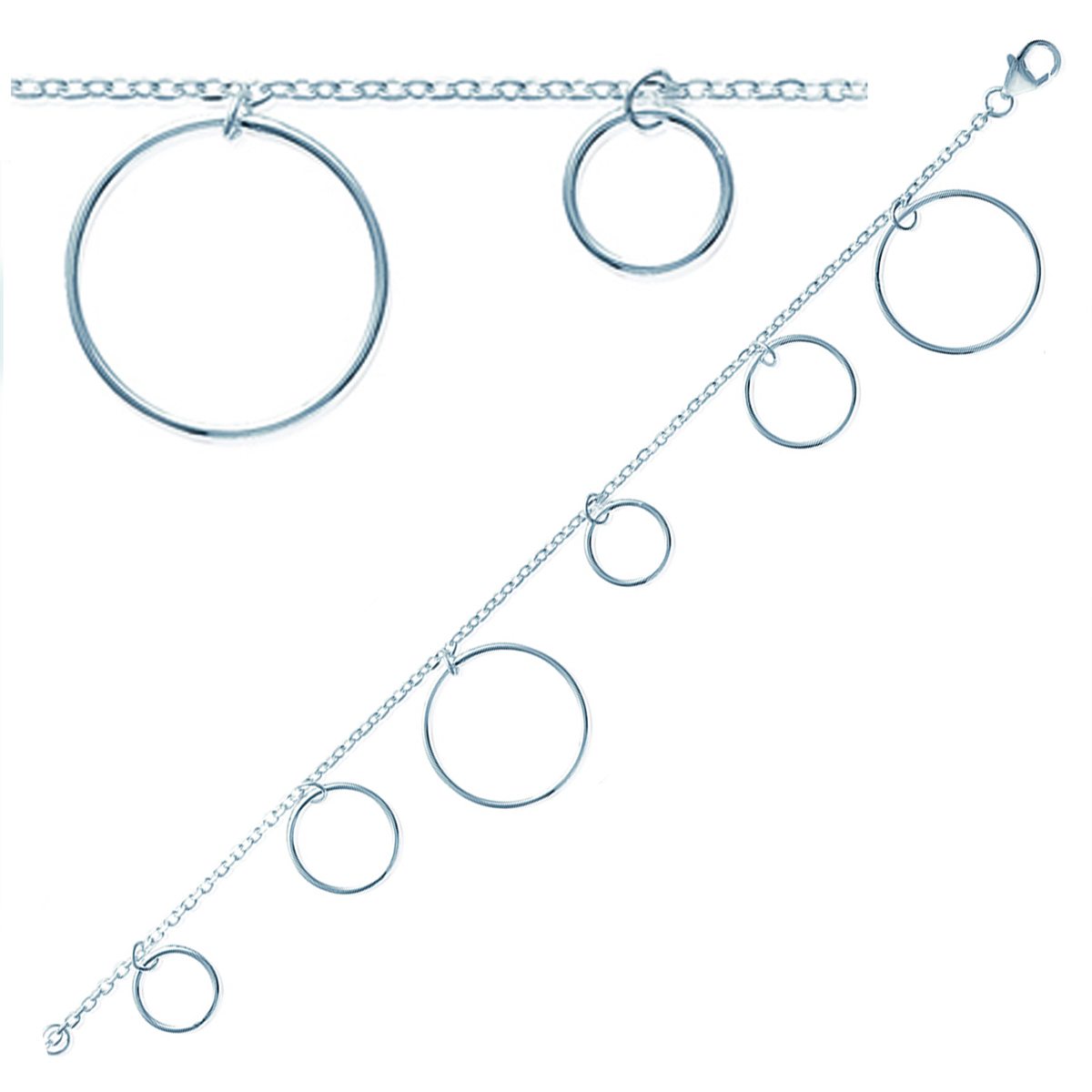 Bracelet Argent \'Chorégraphie\' argenté - 10, 12 et 20 mm - [K3449]