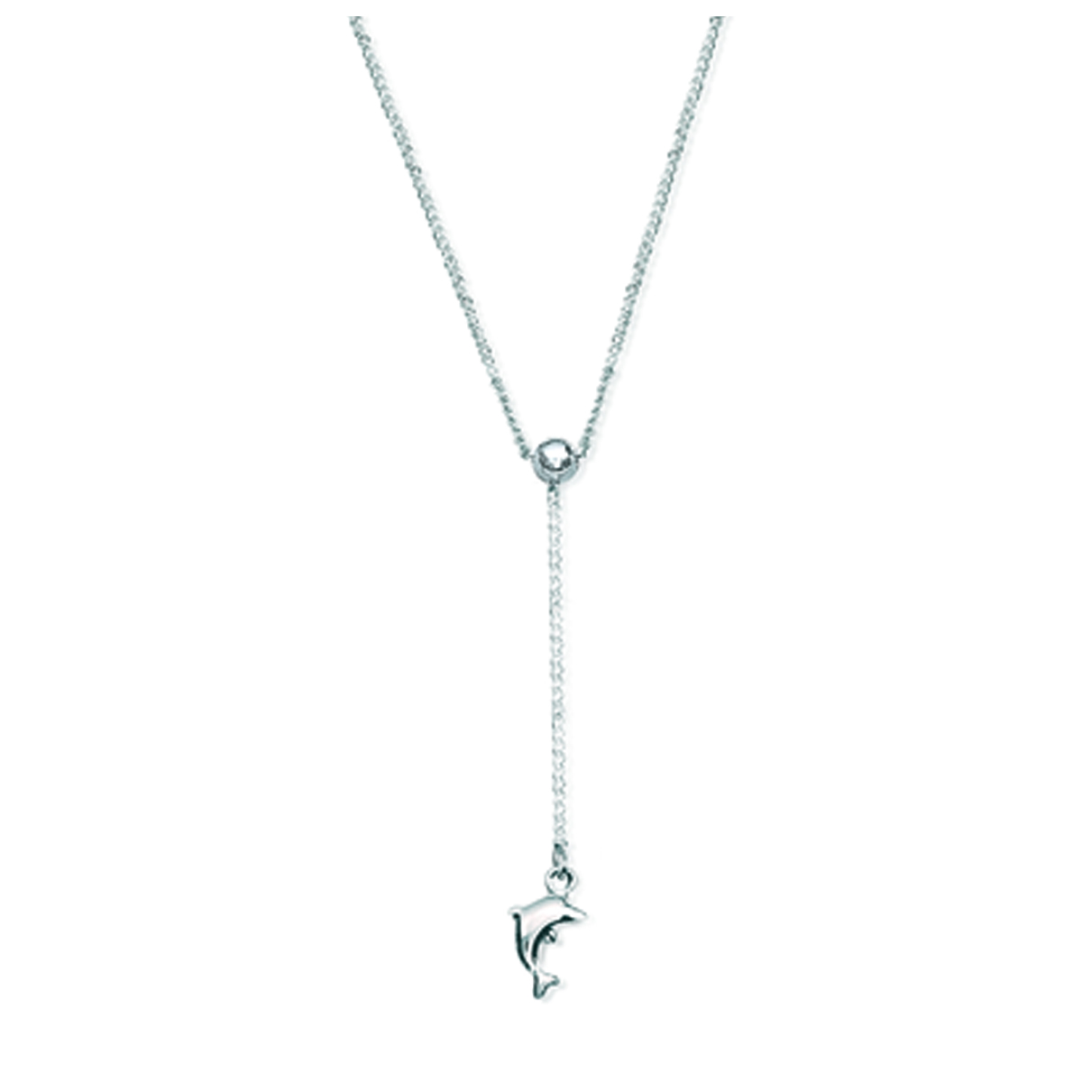 Collier Argent \'Dauphin\' argenté - 45x8 mm - [F1344]