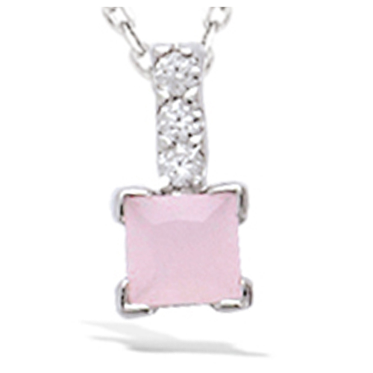 Collier Argent \'Sissi\' rose blanc (rhodié) - 12x6 mm - [N6847]