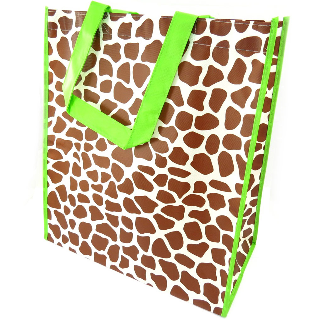 Sac Shopping \'Passion Girafe\' marron vert - [K3476]