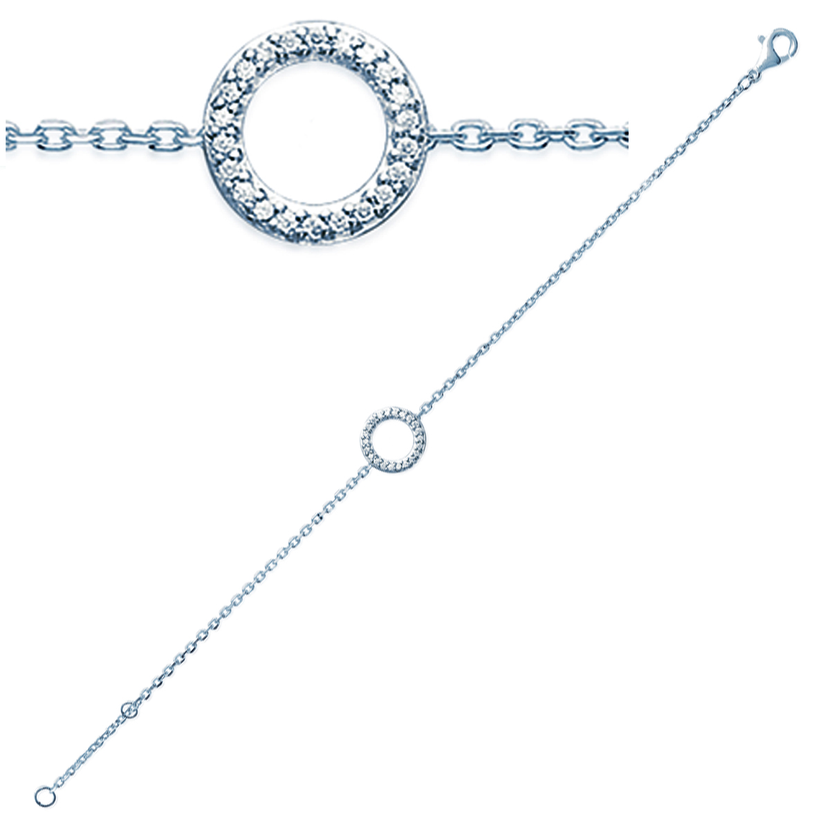Bracelet Argent \'Déesse\' blanc argenté (rhodié) - 10 mm - [G1241]
