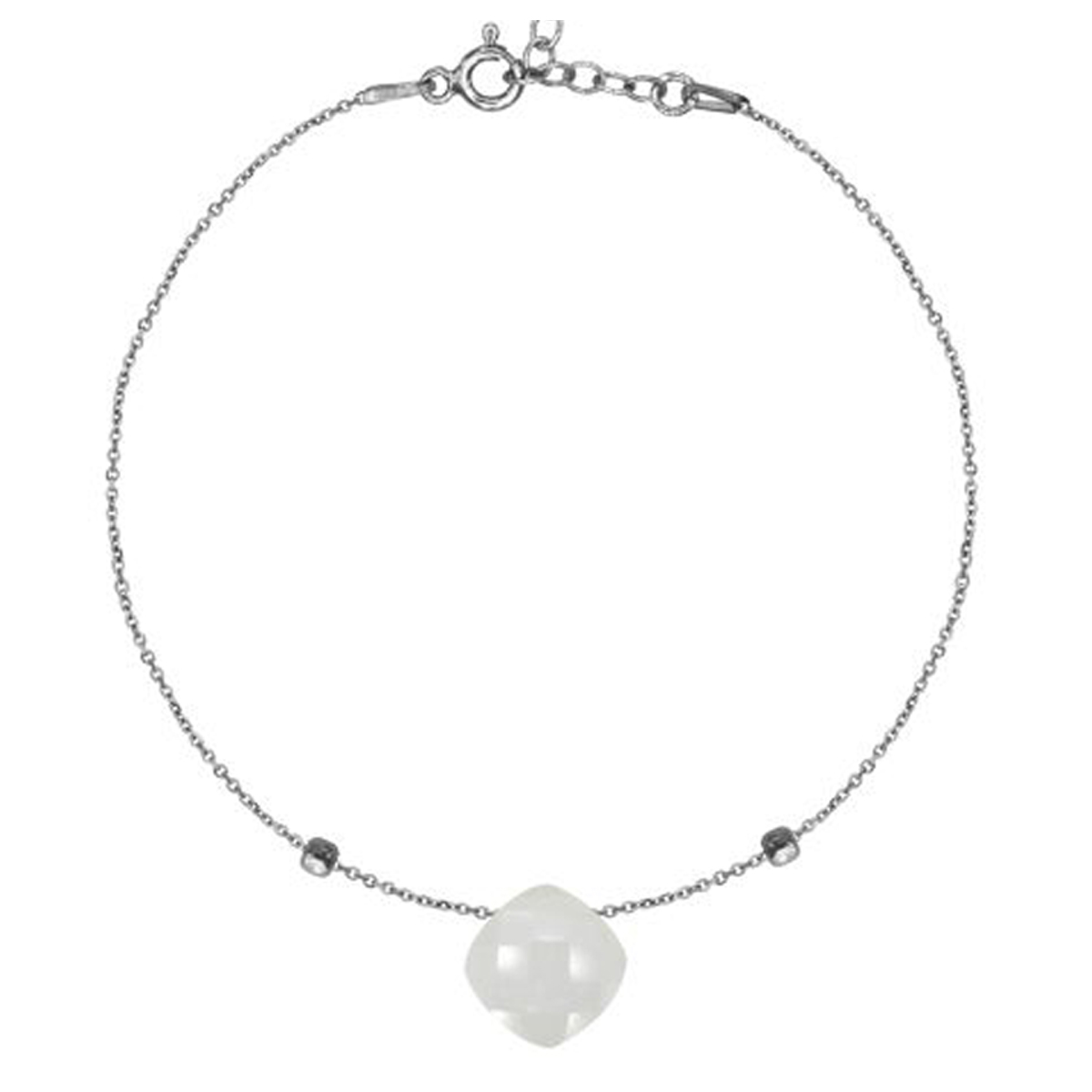 Bracelet Argent \'Meghan\' pierre de lune argenté (rhodié) - 8 mm - [R1351]