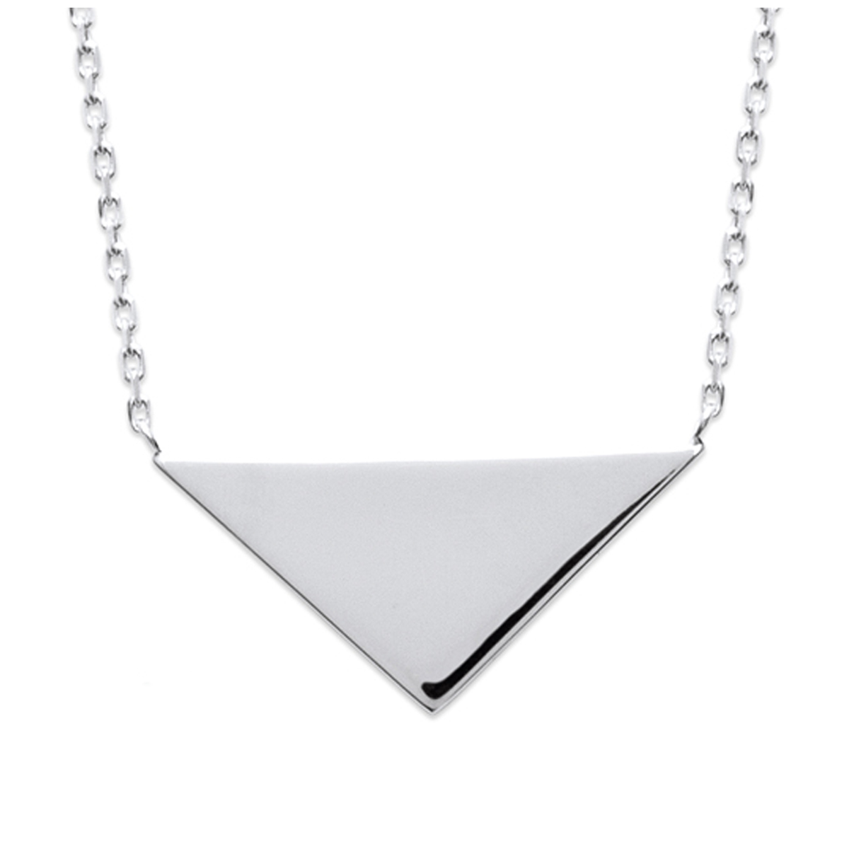 Collier Argent \'Triangles\' argenté (rhodié) - 45 cm 25x12 mm - [P4369]