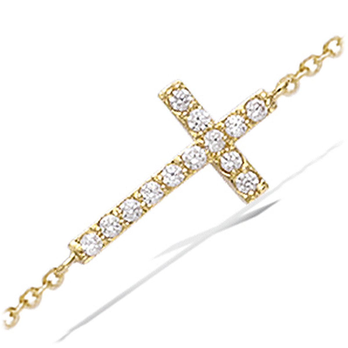 Bracelet Plaqué or \'Croix\' blanc doré - 23x10 mm - [N6850]