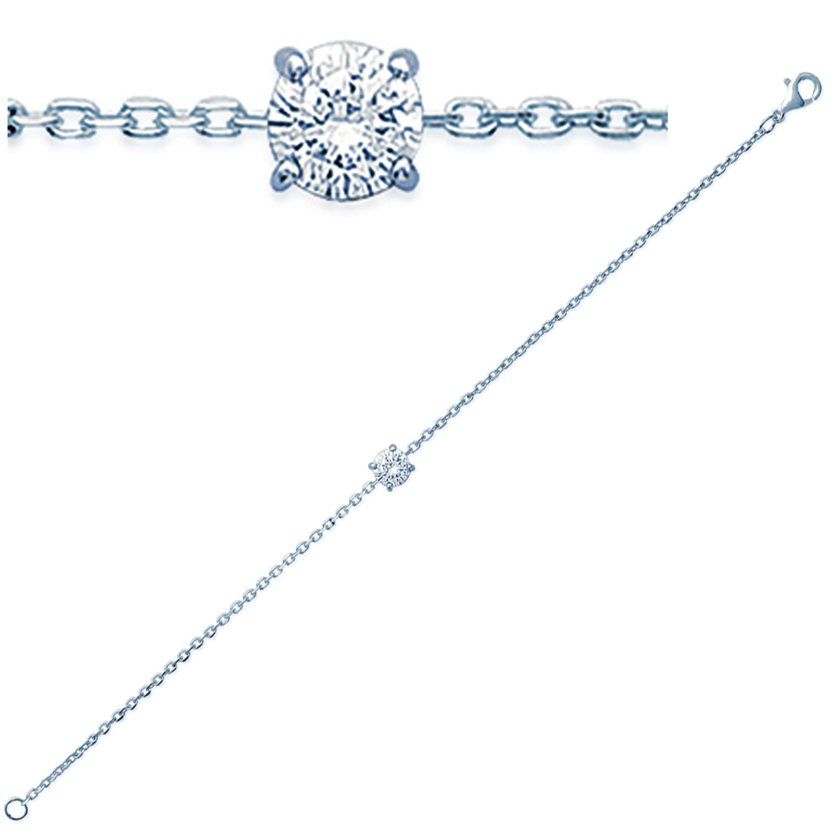 Bracelet Argent \'Essentiel\' blanc argenté (rhodié) - 6 mm - [G1248]