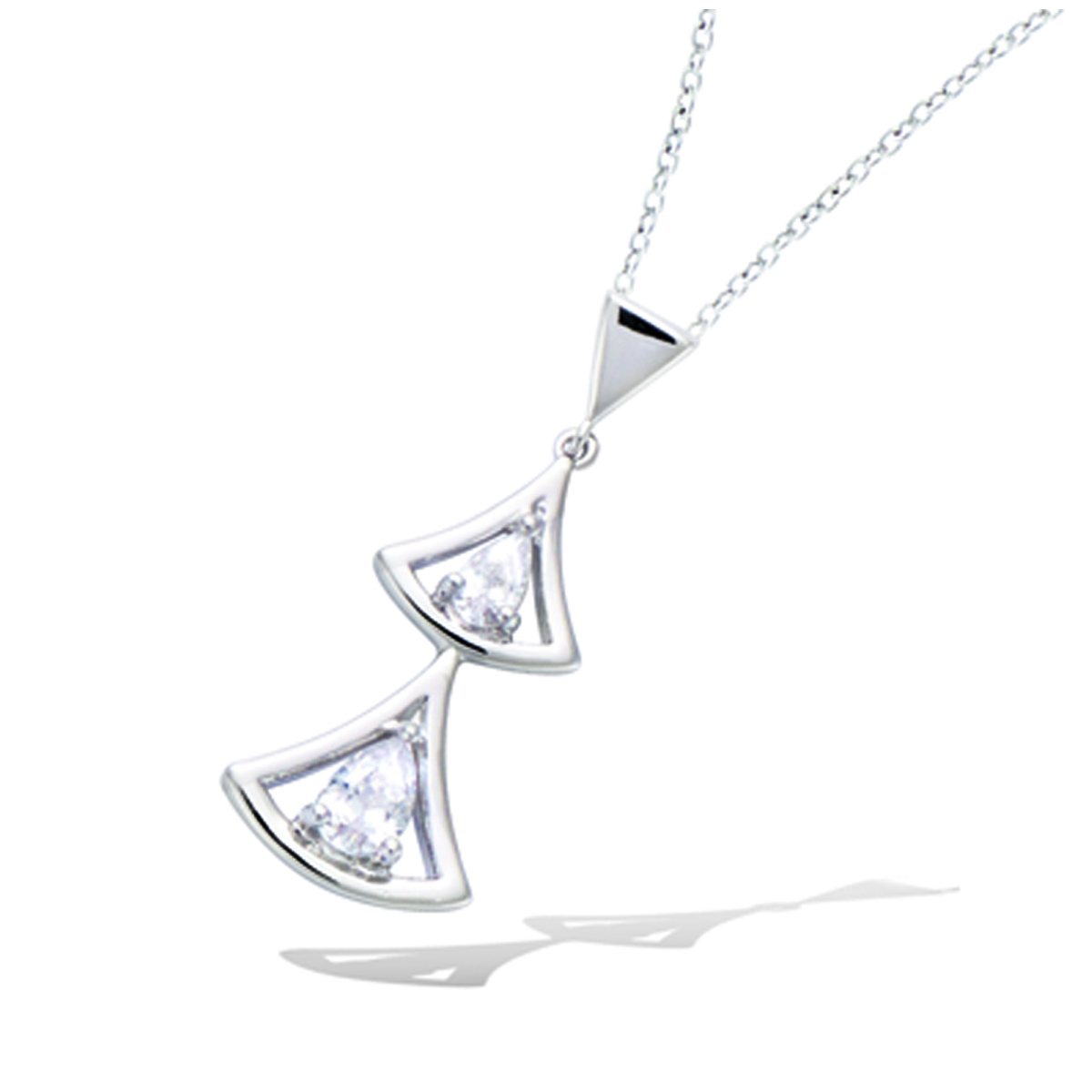 Pendentif Argent \'Sissi\' blanc argenté (rhodié) - 23x12 mm - [Q4028]