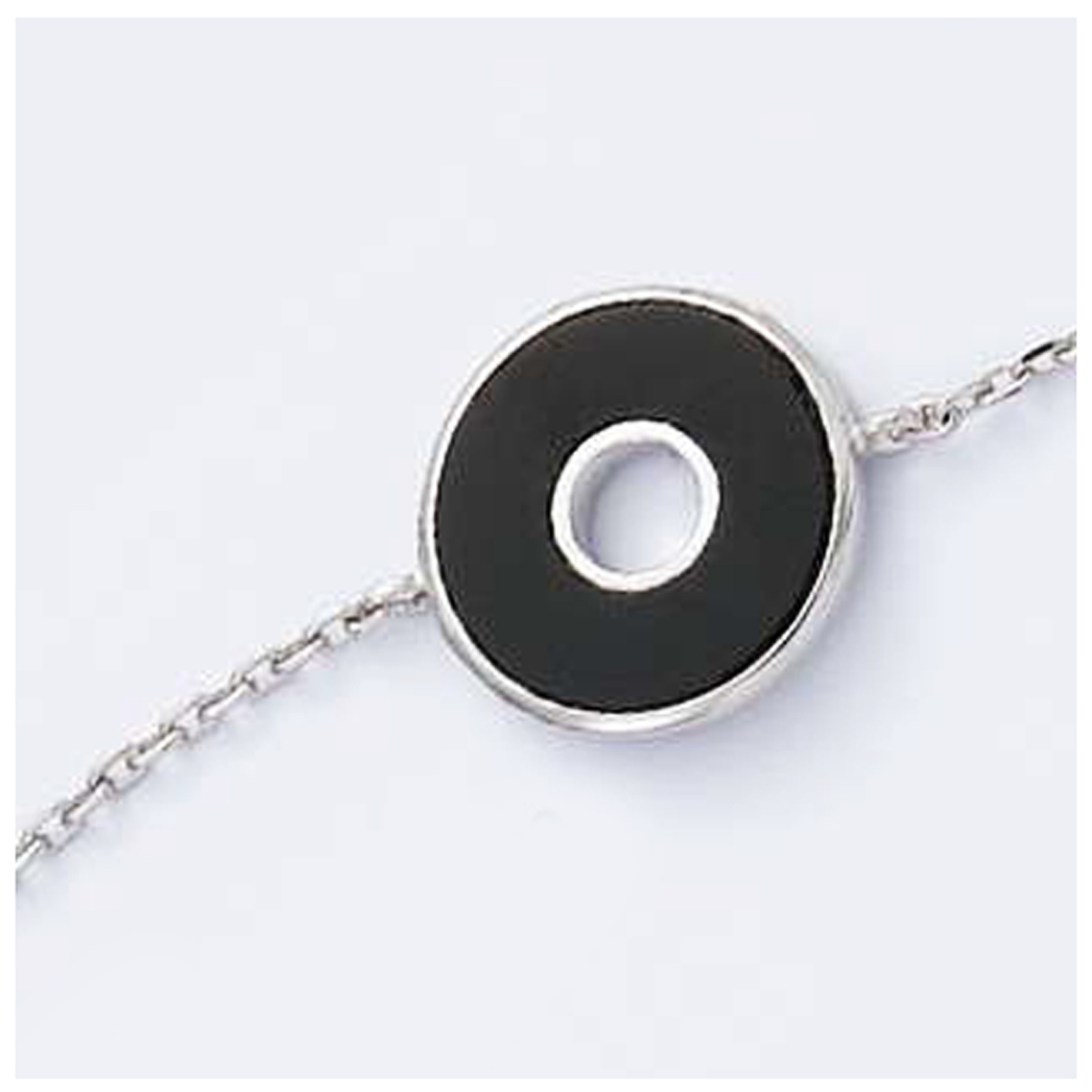 Bracelet Argent \'Sagesse\' onyx argenté (rhodié) - 15 mm - [I3675]