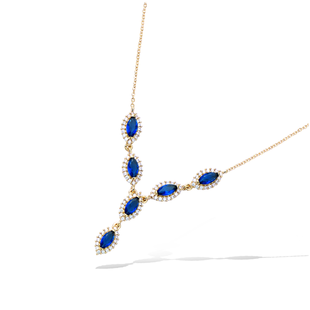 Collier Plaqué-Or \'Sissi\' saphir doré - [Q4031]