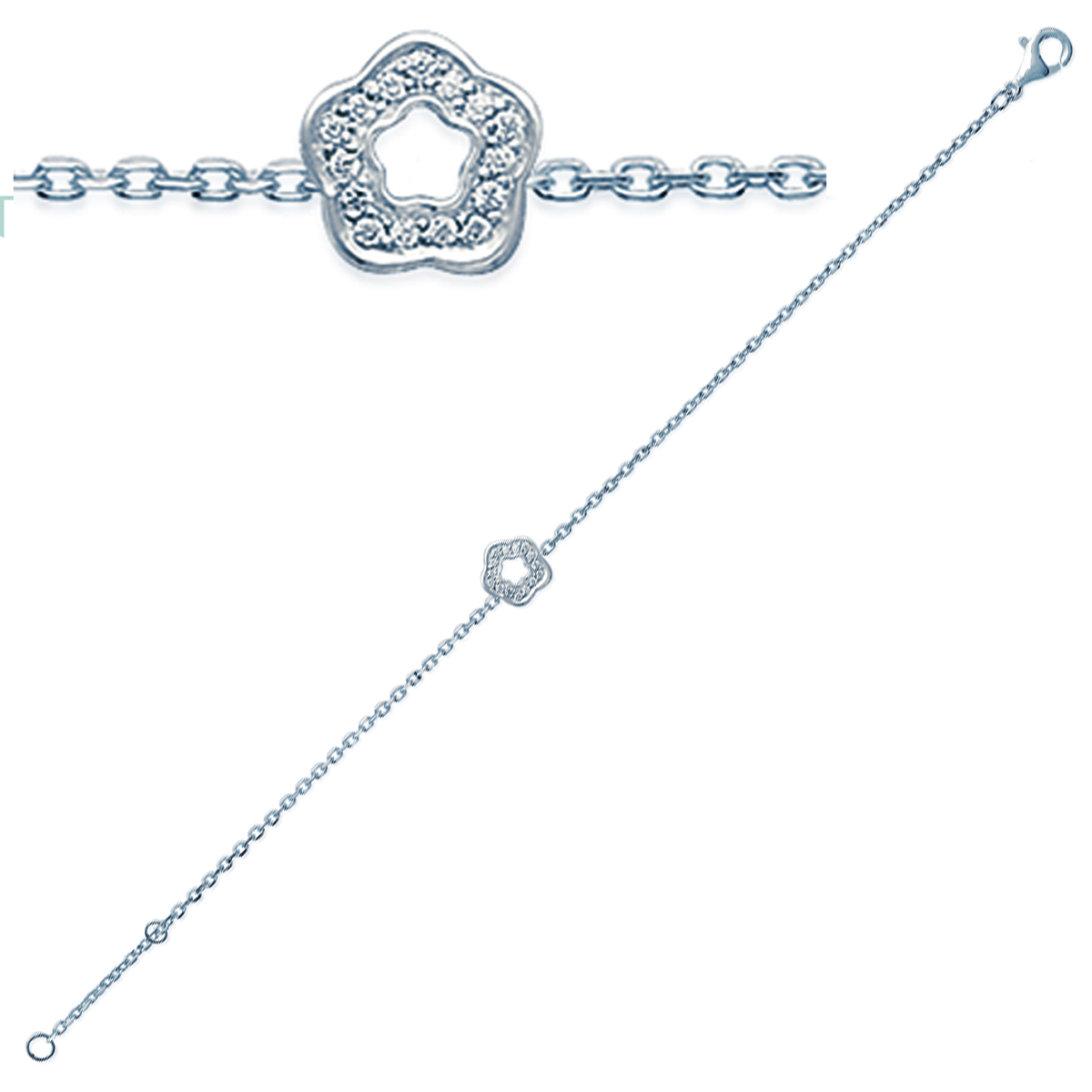 Bracelet Argent \'Déesse\' blanc argenté (rhodié) - 7 mm - [G1254]