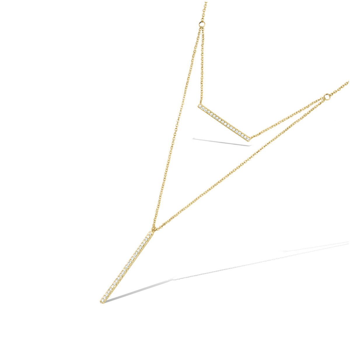 Collier Plaqué-Or \'Sissi\' blanc doré - 38 et 45 cm, 35x1 mm - [Q4032]