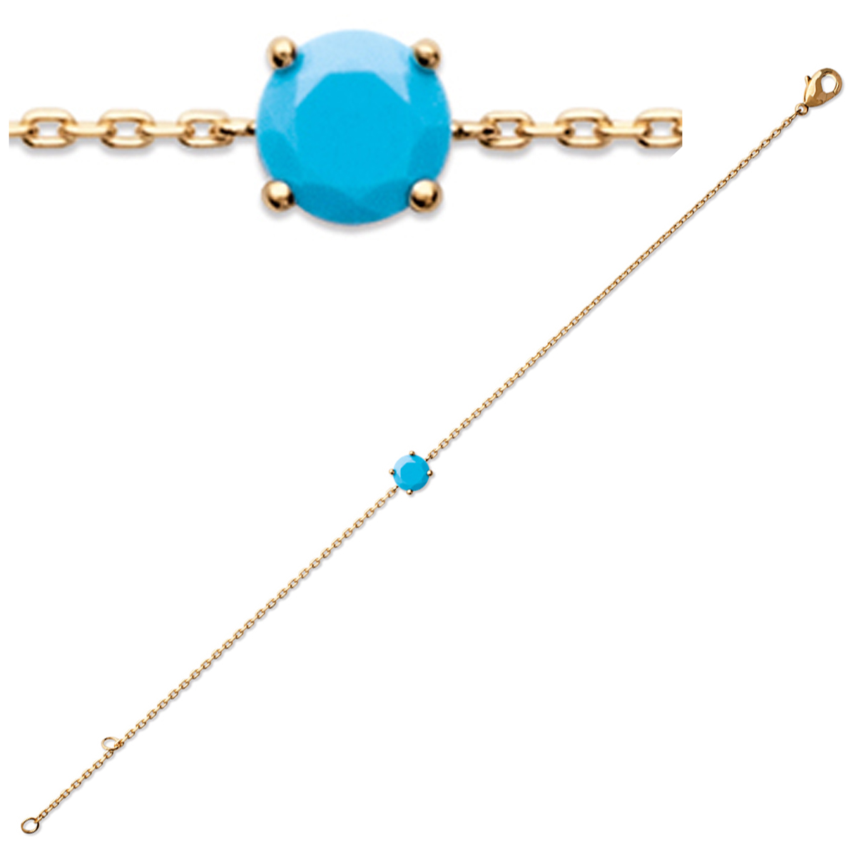 Bracelet Plaqué or \'Essentiel\' turquoise doré - 18 cm 6 mm - [P4376]