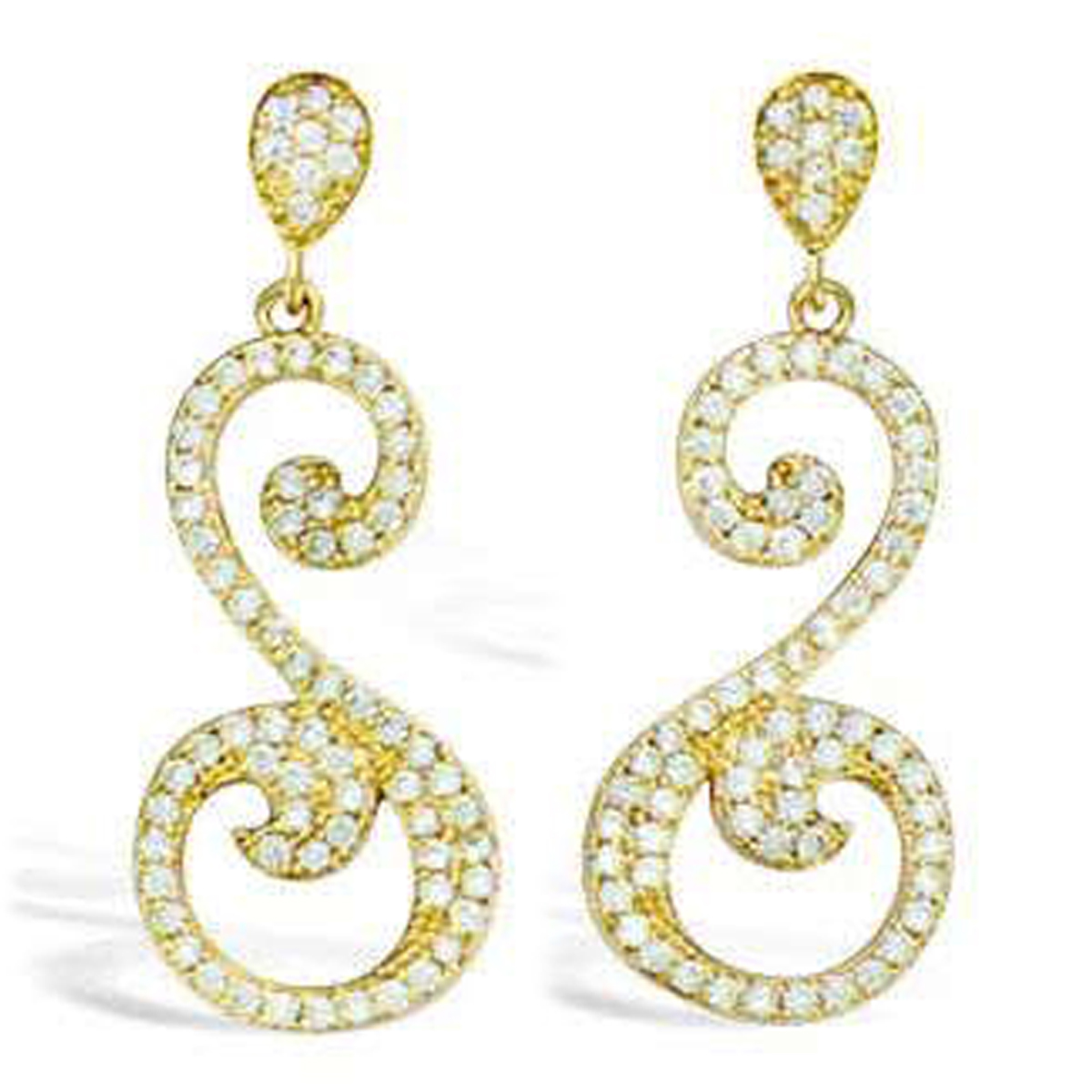 Boucles Plaqué Or \'Infini\' blanc doré - 28x11 mm - [L7028]