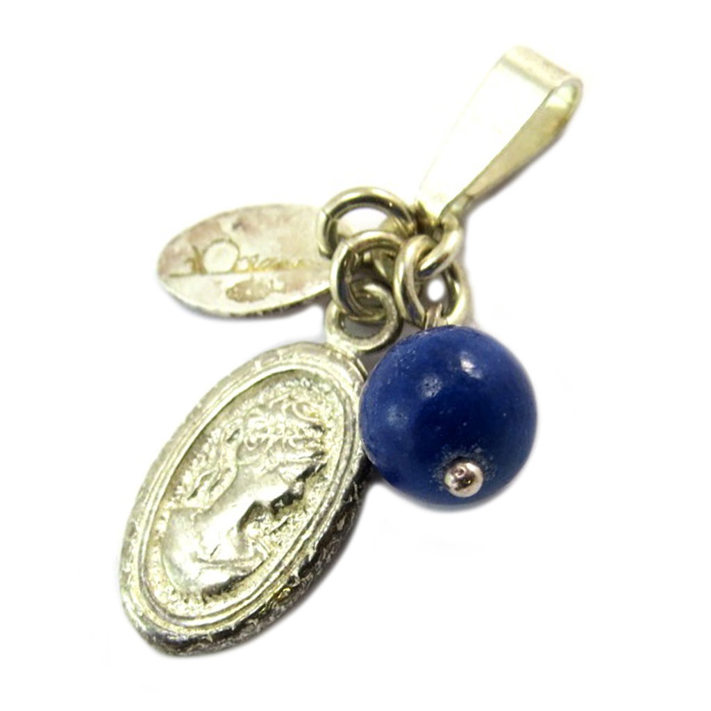 Pendentif Argent \'Mineralia\' bleu argenté (camée) - [P2560]