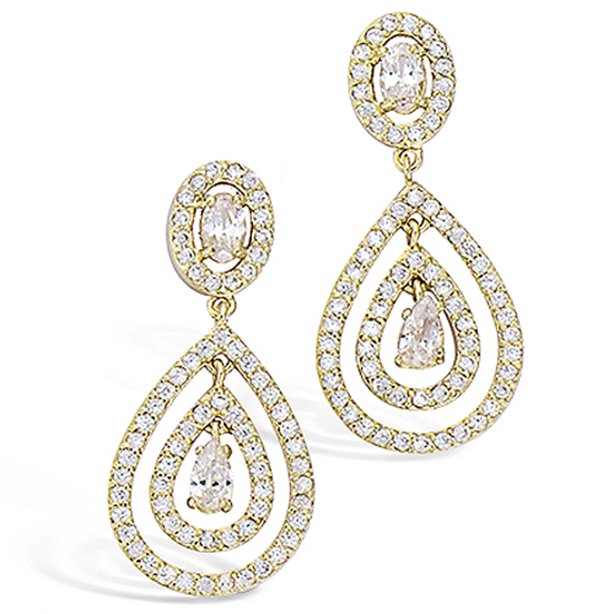 Boucles Plaqué Or \'Sissi\' blanc doré - 31x15 mm - [L7030]