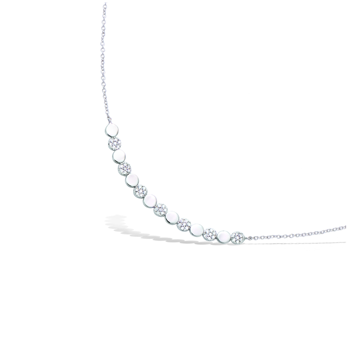 Collier argent \'Sissi\' blanc argenté (rhodié) - 50x3 mm - [Q4037]