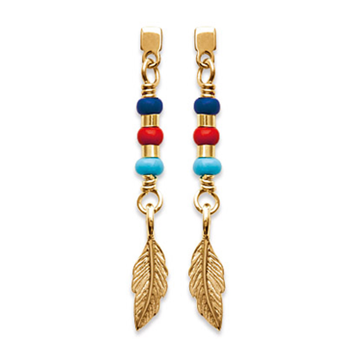 Boucles \'Navajos\' doré multicolore (plumes) - 30x4 mm - [P4382]