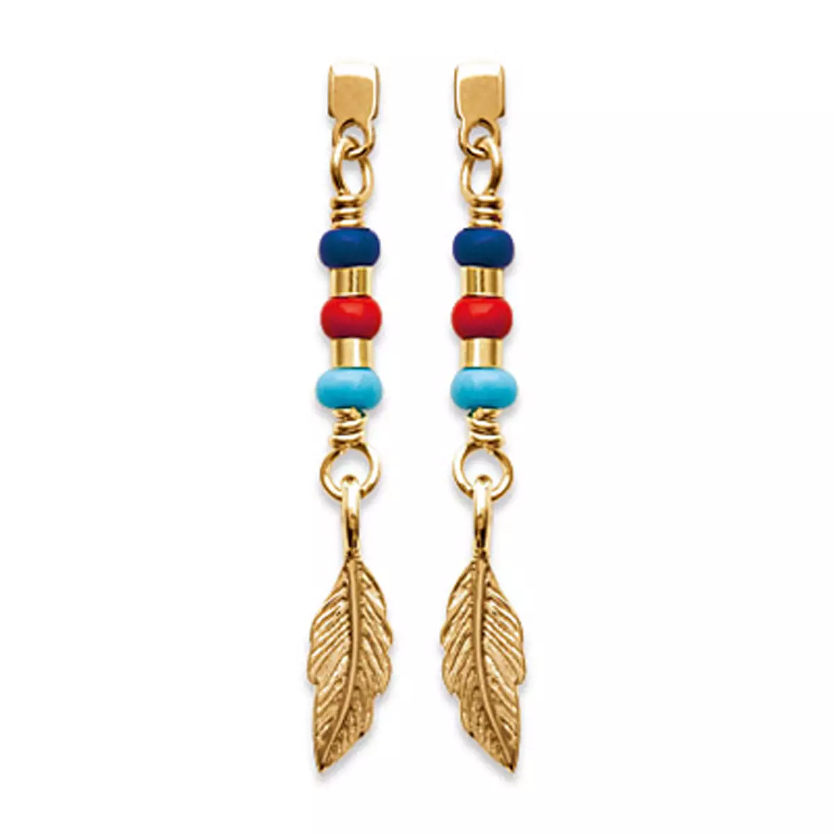 les trésors de lily Boucles 'Navajos' doré multicolore (plumes) 30x4 mm [P4382]